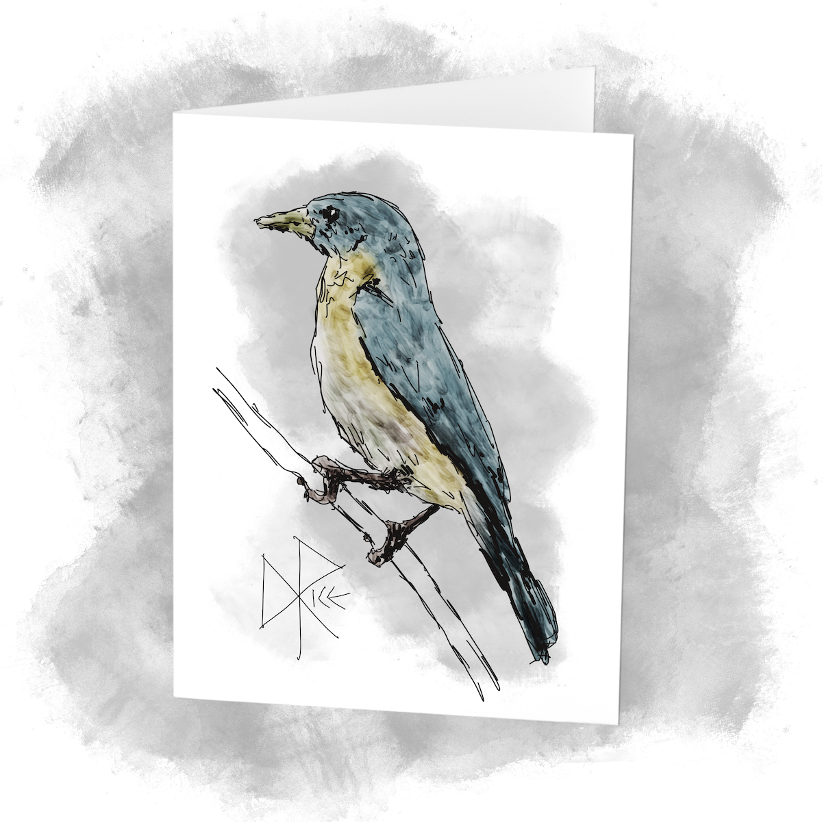 A bluebird sits on a branch. Sketch art by Don Rice. A bluebird sits on a branch. Sketch art by Don Rice.