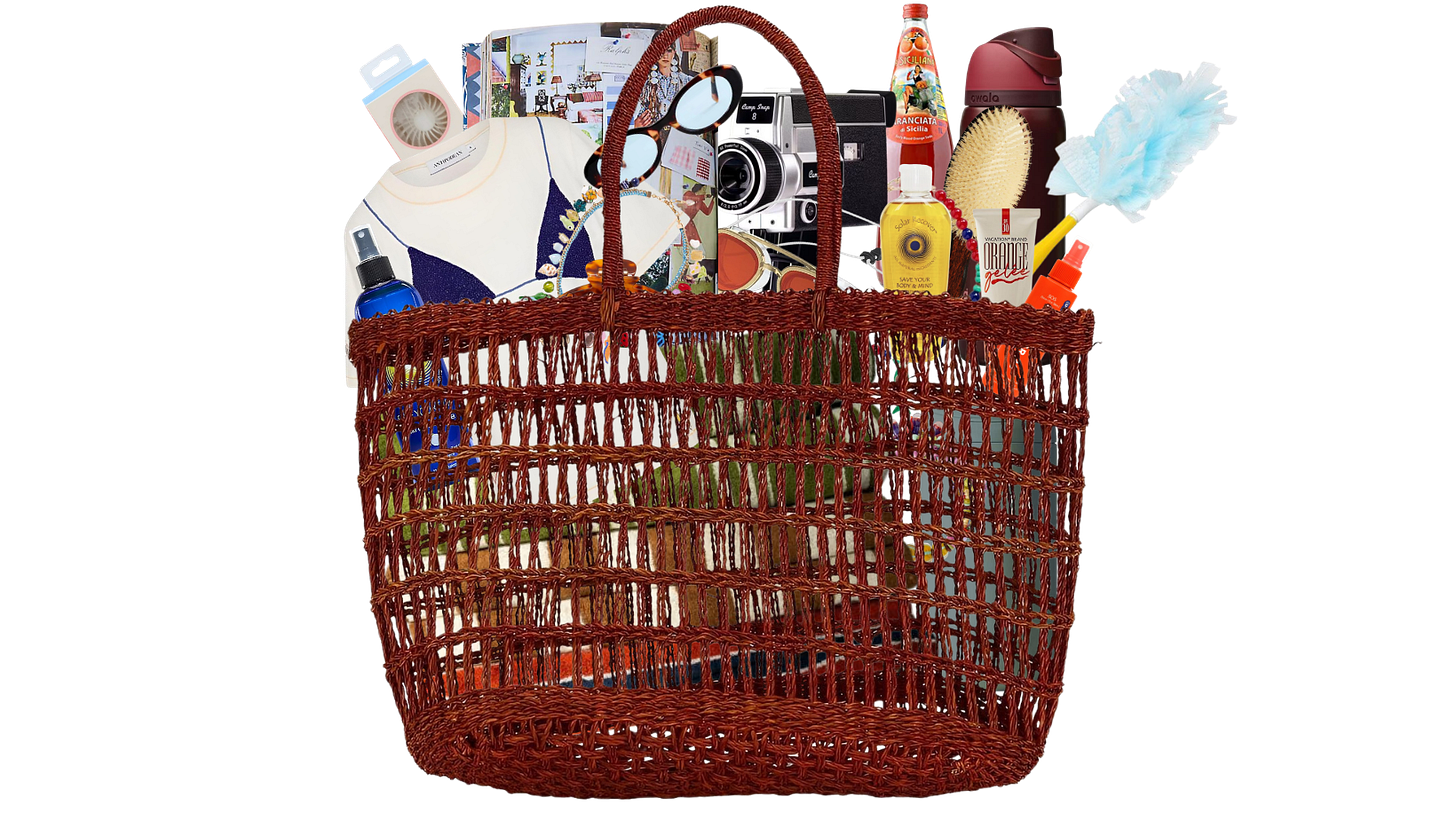 Beach bag essentials worth buying once: the Turkish towel, the dermatologist sunscreen, the carabiner trick, and the jellyfish-sting fix.
