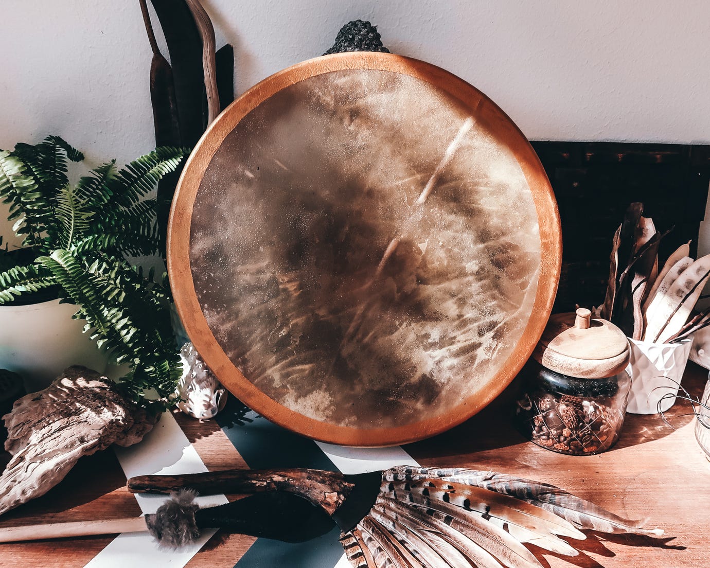 Tambour chamanique en peau de chameau