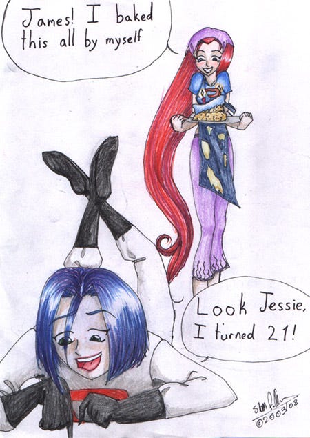Artwork of Jessie, who has been baking for James’s 21st birthday