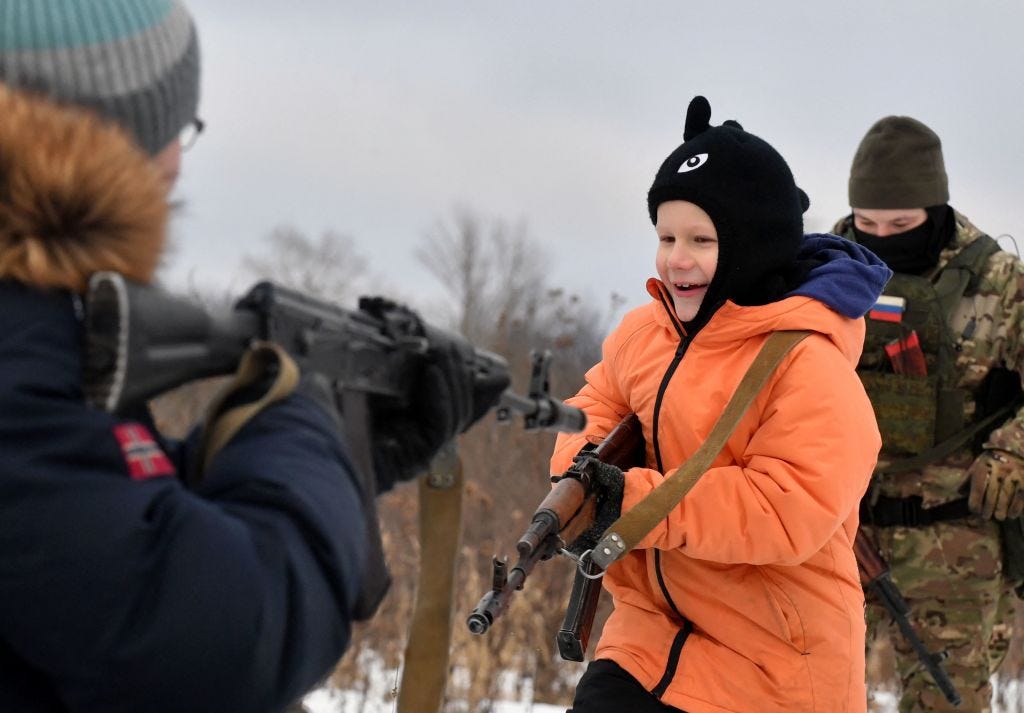 Kids at a family tank park near St Petersburg, January 2023 Kids at a family tank park near St Petersburg, January 2023