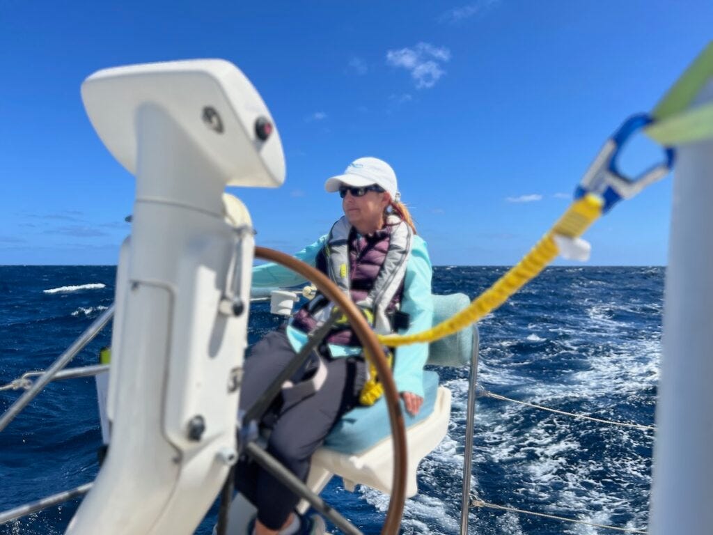 Pam at the helm Pam at the helm