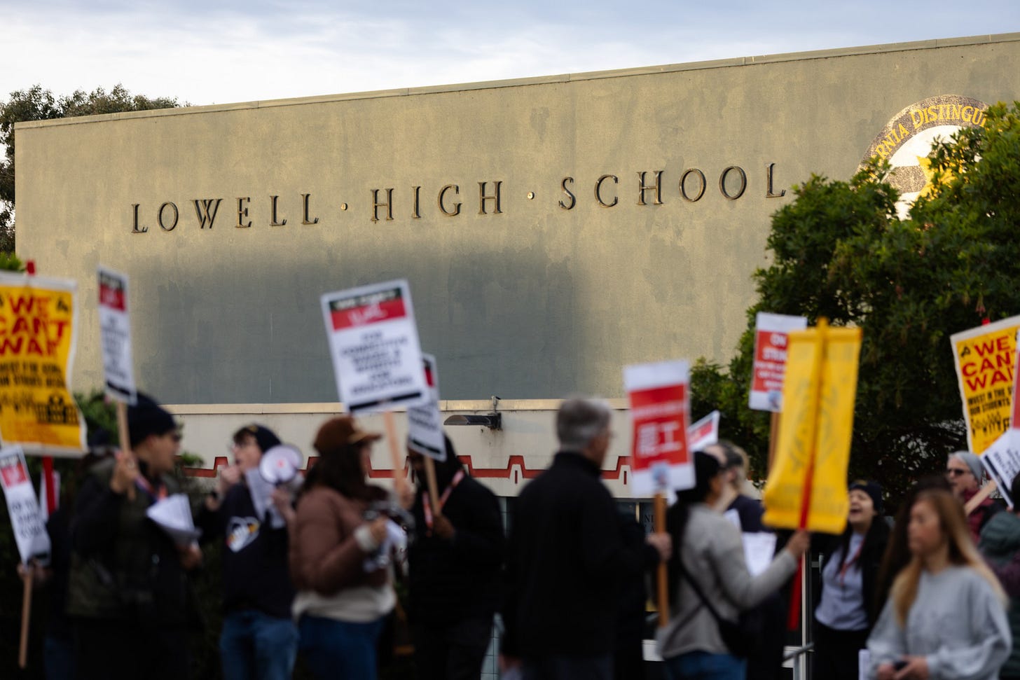 Teachers picket outside Lowell High School, San Francisco, February 9, 2026 Teachers picket outside Lowell High School, San Francisco, February 9, 2026
