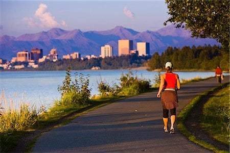 Walking and jogging trail in Anchorage, Alaska.
