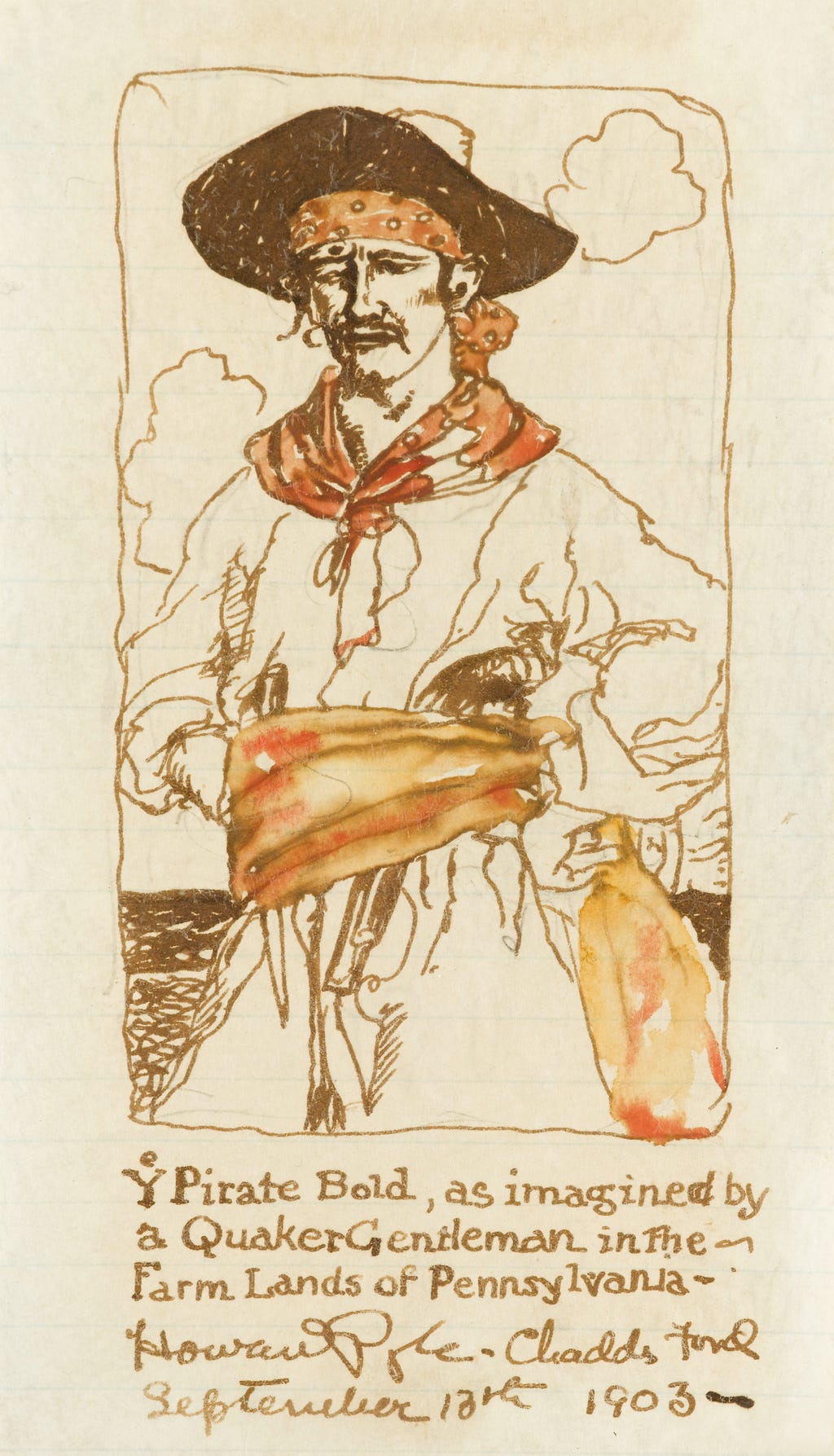 Lot 158 - 1 piece. (Pyle, Howard.) Orig. pen, ink & Lot 158 - 1 piece. (Pyle, Howard.) Orig. pen, ink &