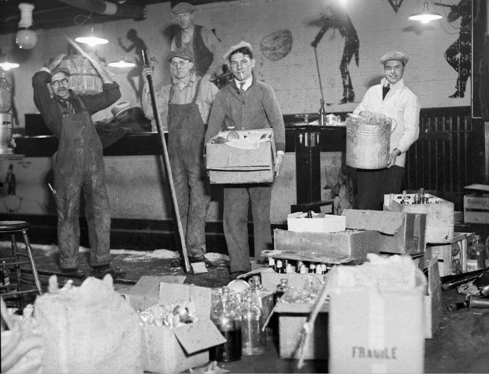 The somber aftermath of a federal raid: this speakeasy, once a vibrant hub, was destroyed just a year before Prohibition's eventual end. The somber aftermath of a federal raid: this speakeasy, once a vibrant hub, was destroyed just a year before Prohibition's eventual end.