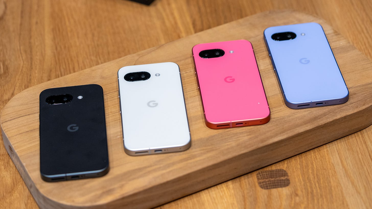 Google Pixel 9a black white pink purple