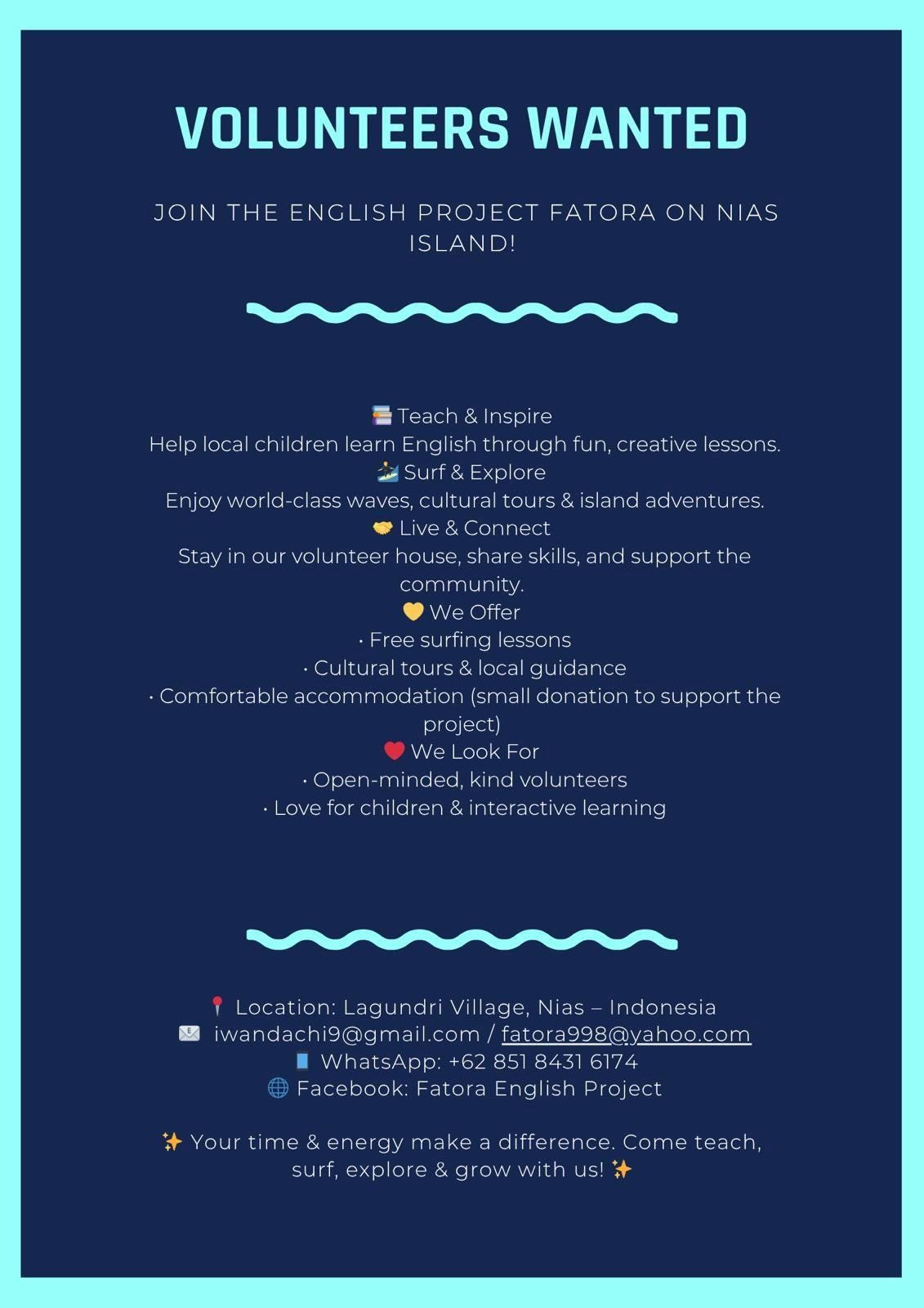 Help local children learn English on Nias Island Help local children learn English on Nias Island