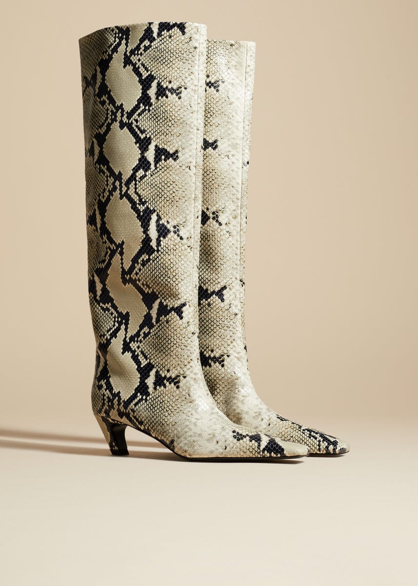 The Davis Boot in Natural Python-Embossed Leather– KHAITE