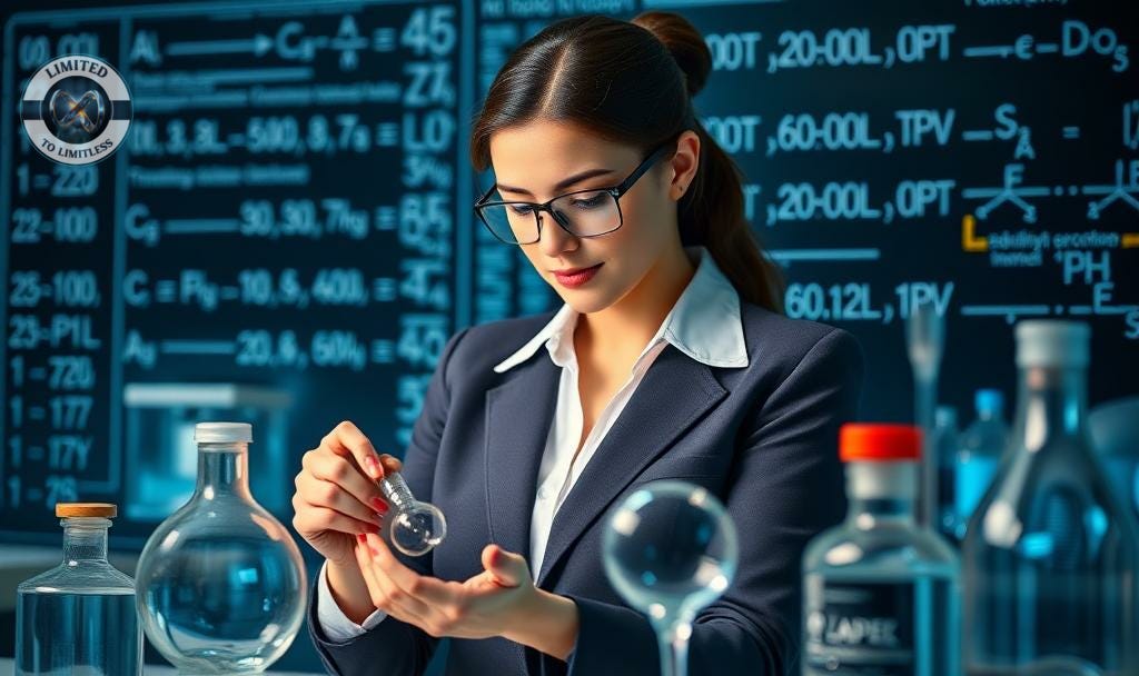 a business woman working a scientific formula