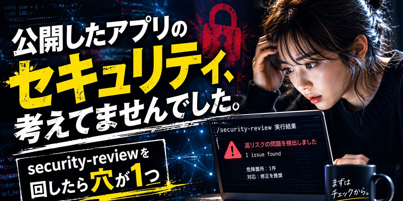 公開したアプリのセキュリティ、考えてませんでした。security-reviewを回したら穴が1つ