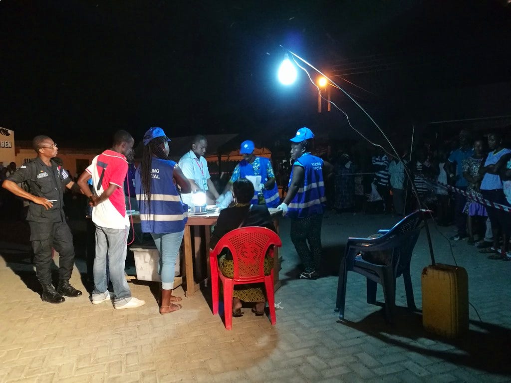 Vote counting at a polling station during Ghana's 2016 elections. Vote counting at a polling station during Ghana's 2016 elections.