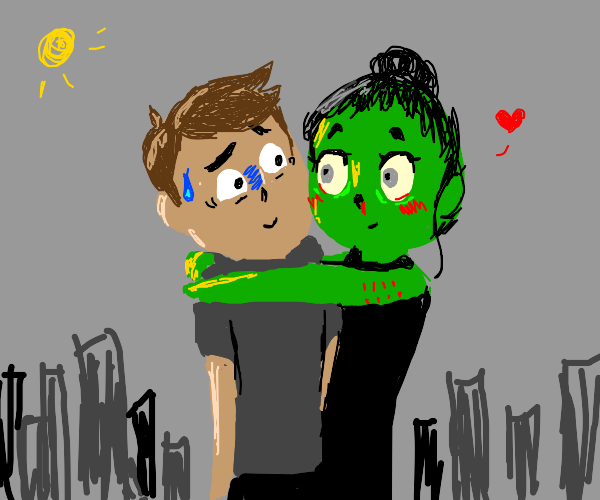 Zombies hugging passively - Drawception