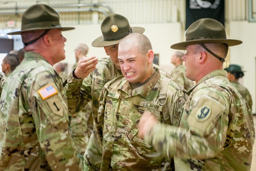 recruit being trained