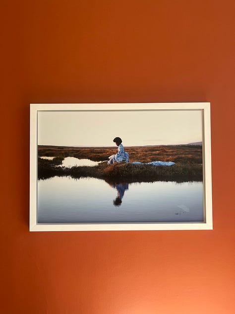1. Peat-cutting women with baskets on their backs, Isle of Lewis (date unknown); 2. Crunch Willoughby -- Peat Stack / stoneware peat bricks stacked up; 3. Photo 'Light Divine Sky II' by Antanas Budvytis from Sekai Machache's film 'Profound Divine Sky'.