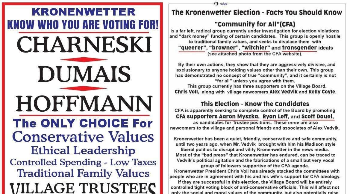 Kronenwetter campaign animosity boils over at Kronenwetter meeting