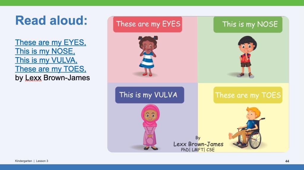A cartoon image of kids from the 'Being Healthy, HIV Prevention Curriculum' slide presentation, a book taught in kindergarten. A cartoon image of kids from the 'Being Healthy, HIV Prevention Curriculum' slide presentation, a book taught in kindergarten.