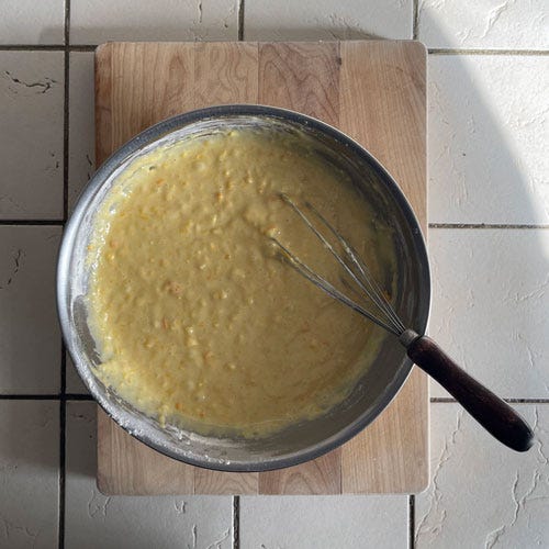 Process of baking an orange cake