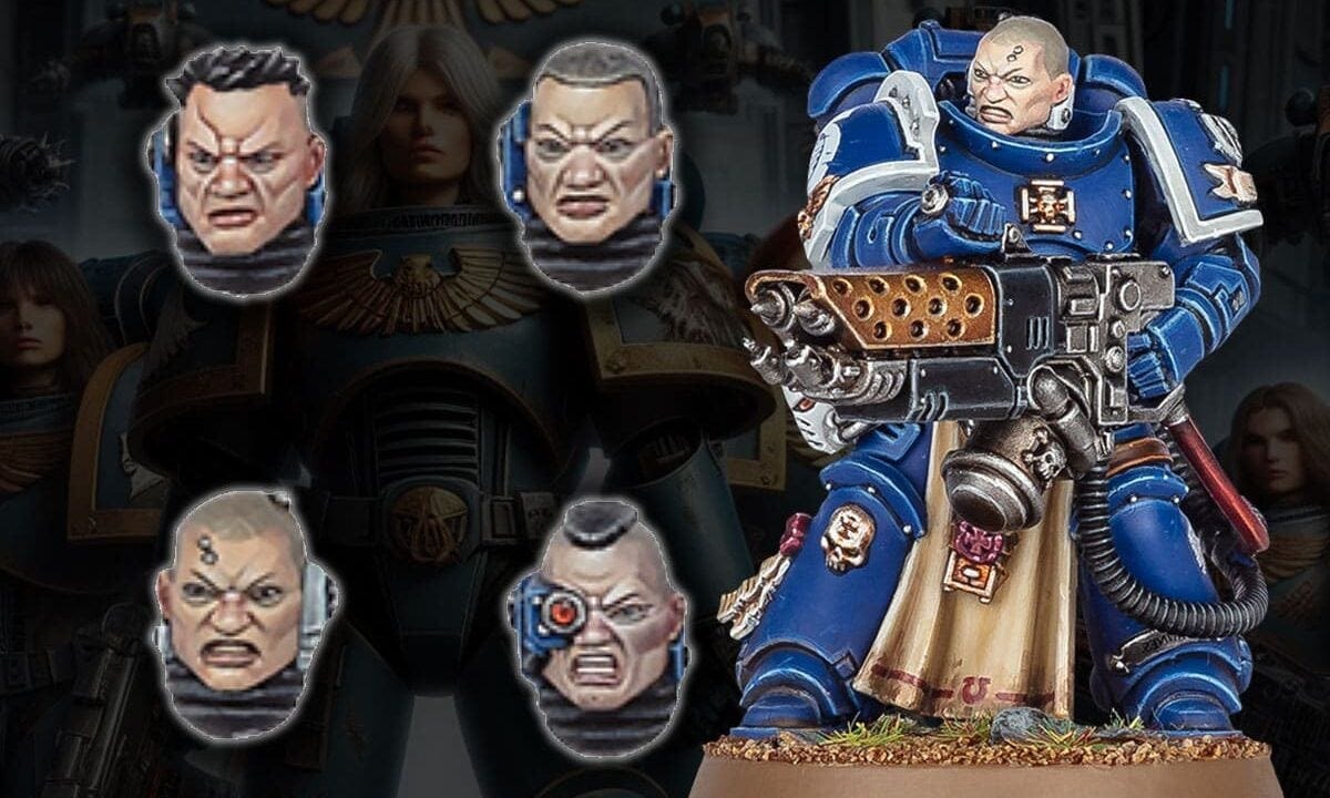 female space marine head bits on previously painted sternguard minaiture from GW site