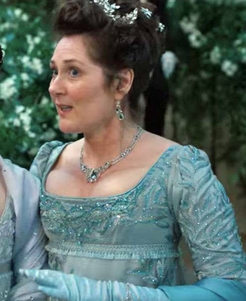 Lady Bridgerton wears a sequined, embroidered ball gown Lady Bridgerton wears a sequined, embroidered ball gown