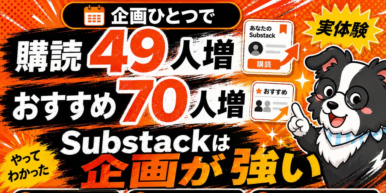 企画ってヤバイ。1回で購読49人、おすすめ登録70人増えた