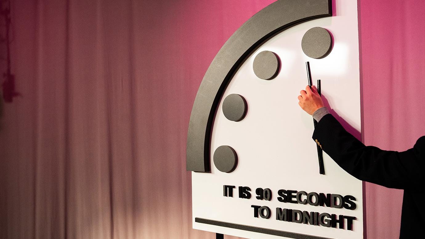 Doomsday Clock remains at a minute and a half to midnight in 2024—closest  ever to apocalypse | University of Chicago News