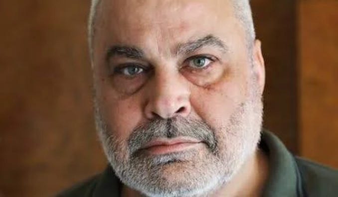 Close up of Khaled el-Masri confronting camera