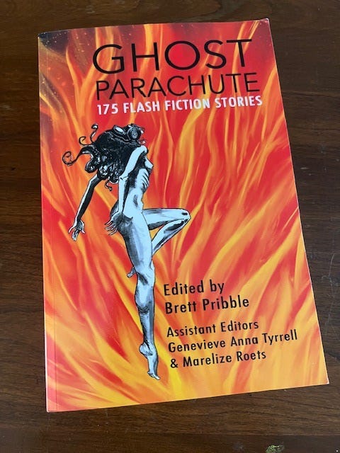 May be an image of text that says 'Tyrrell A Roets by Pribble Editors Edited Brett Assistant Genevieve & Marelize GHOST ST STORIES FICTION H G PARACHUTE 175 FLASH'