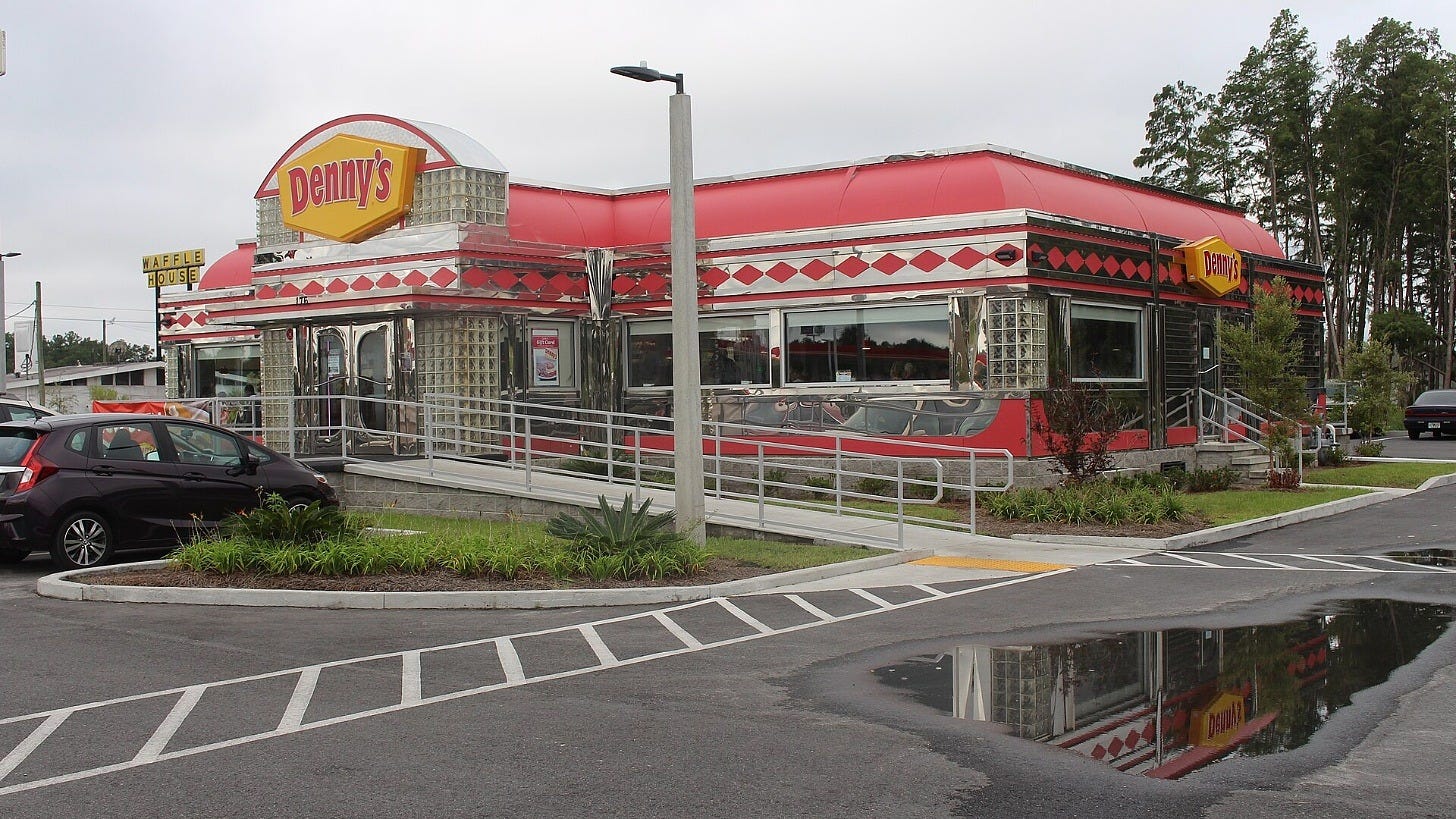 A Denny's restaurant. Image: Michael Rivera via Wikimedia Commons
