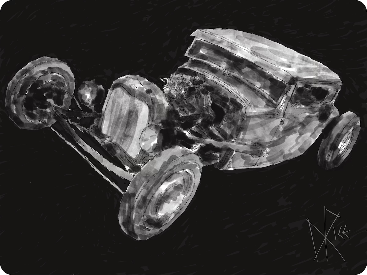 Ghost cars will forever ride the highways and byways. Sketch art by Don Rice. Ghost cars will forever ride the highways and byways. Sketch art by Don Rice.