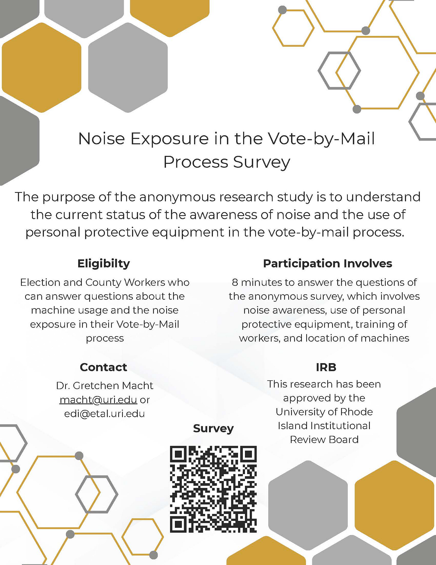 Flyer for EDI survey on noise when working around ballot counting machines Flyer for EDI survey on noise when working around ballot counting machines