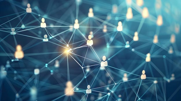 Glowing network of interconnected nodes and lines illustrating the concept  of digital communication and technology in a visually captivating manner |  Premium AI-generated image