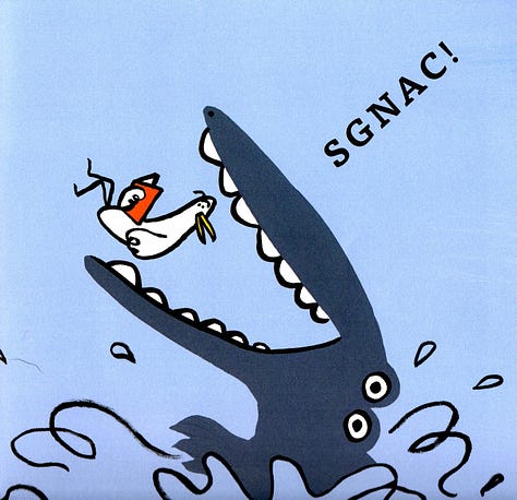 Copertine degli albi illustrati "Il dubbio", "Gabbiano più gabbiano meno" e "Affamato come un lupo" di minibombo.