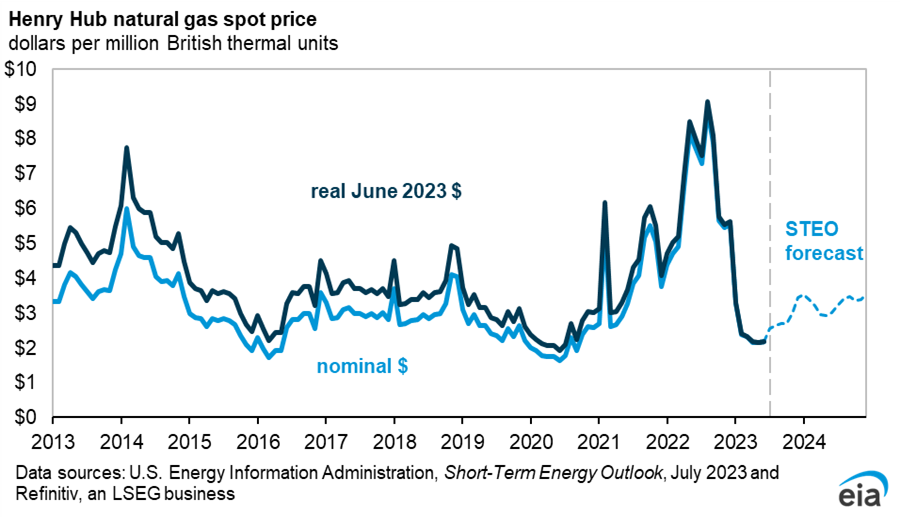 Henry Hub natural gas spot price