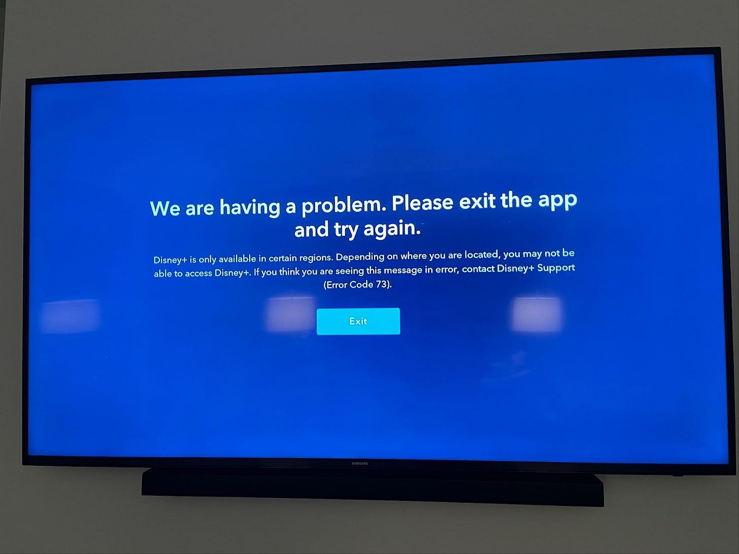 Photo of TV with Disney+ app crash