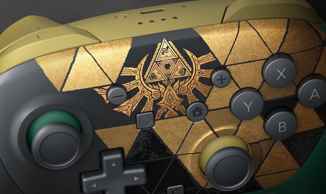 Zelda 40th anniversary Switch 2 Pro Controller close up Zelda 40th anniversary Switch 2 Pro Controller close up