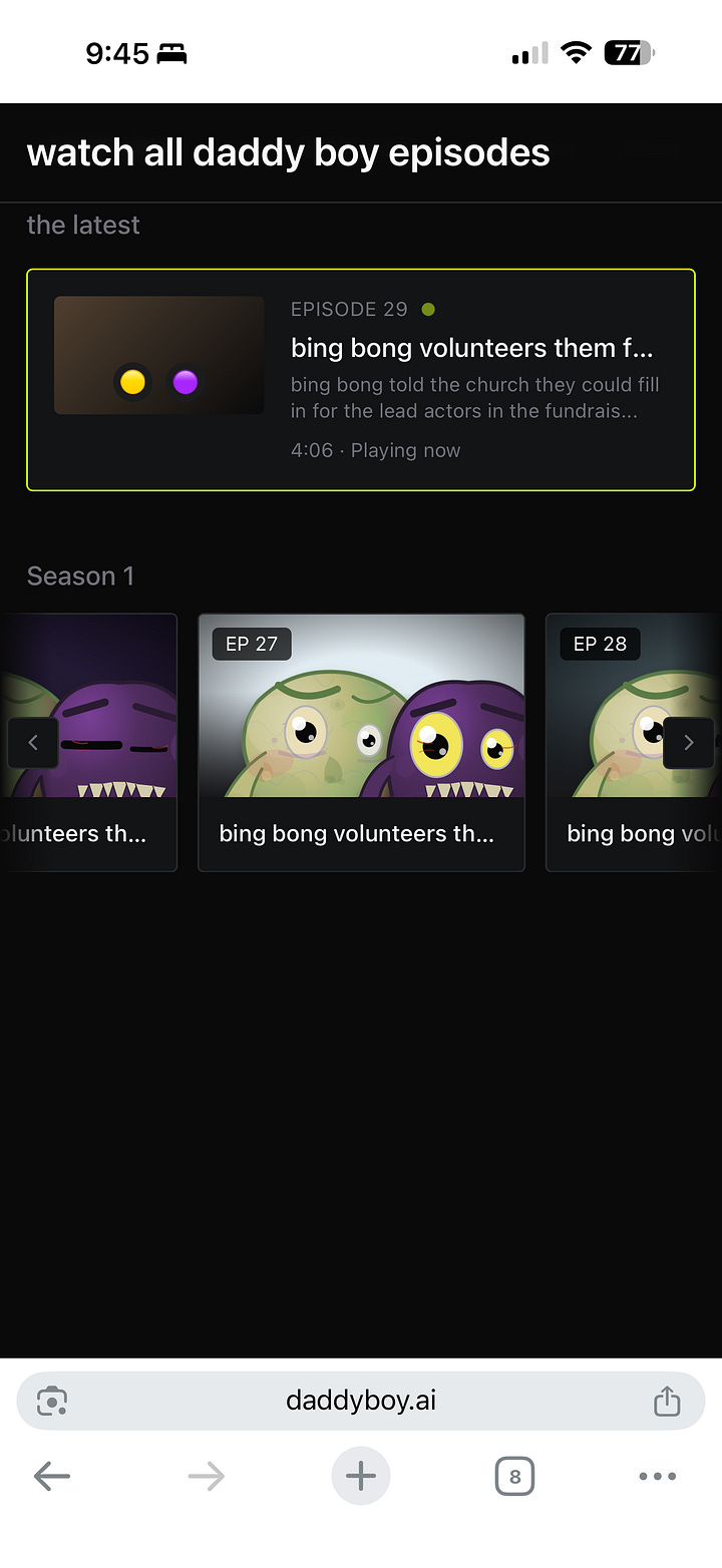 Stages of Daddy Boy's lifecycle