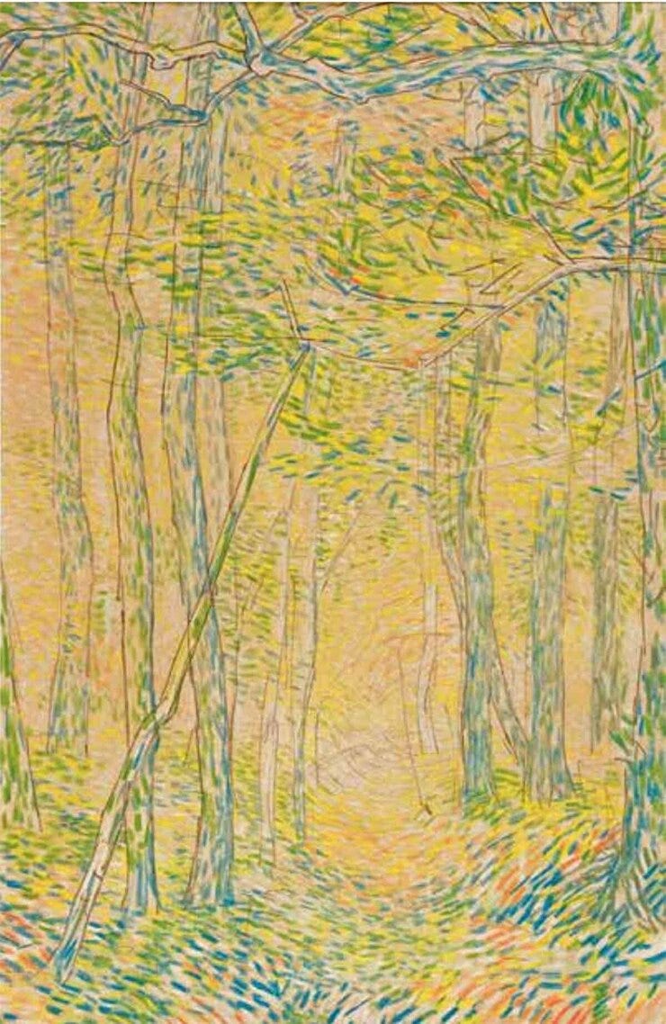 'De Manteling bij zonlicht' ca. 1905-1910 - potlood met kleurpotlood op papier: Mies Elout-Drabbe (bron: ICEAC CFVV) 'De Manteling bij zonlicht' ca. 1905-1910 - potlood met kleurpotlood op papier: Mies Elout-Drabbe (bron: ICEAC CFVV)
