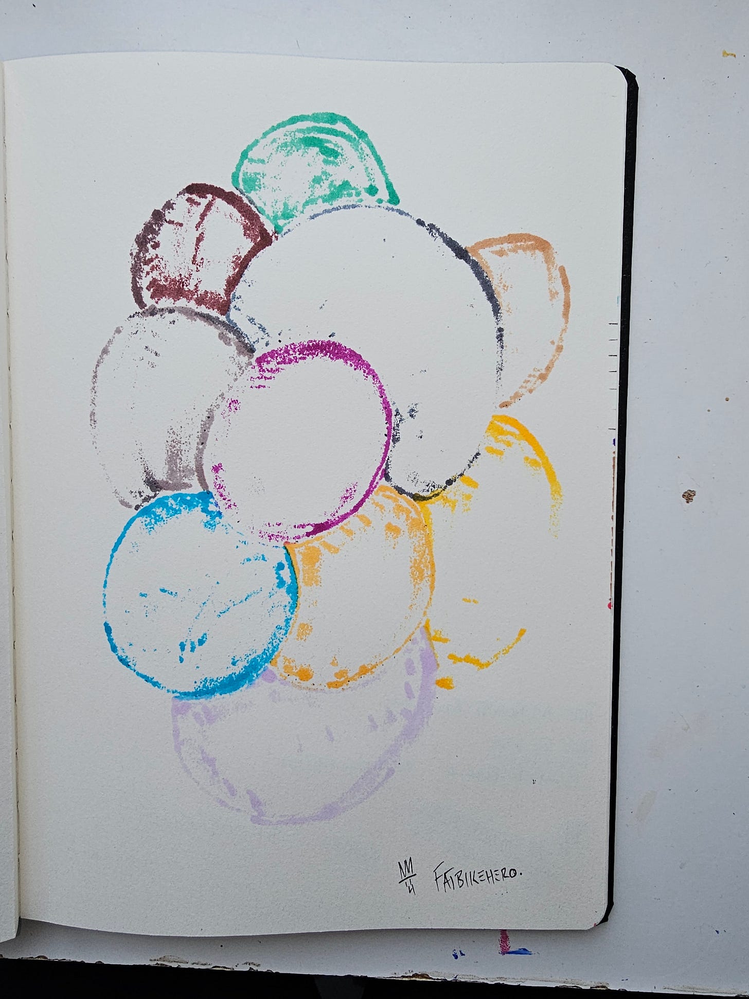 Human-made physical artwork by FatbikeHero depicting overlapping faint circular forms resembling balloons, rendered in marker and ink with uneven pressure, created without generative or assistive AI as a critique of artificial intelligence and hallucination. Human-made physical artwork by FatbikeHero depicting overlapping faint circular forms resembling balloons, rendered in marker and ink with uneven pressure, created without generative or assistive AI as a critique of artificial intelligence and hallucination.