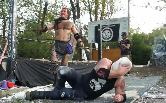 [Screenshot: Duran with his torch, Escobar on ground]