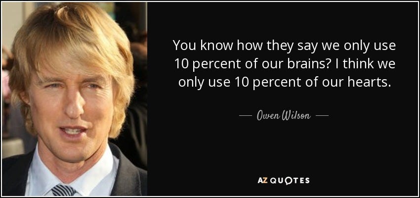 Owen Wilson quote: You know how they say we only use 10 percent...