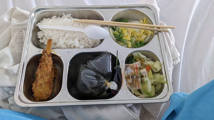 series of vegetarian vietnamese canteen trays