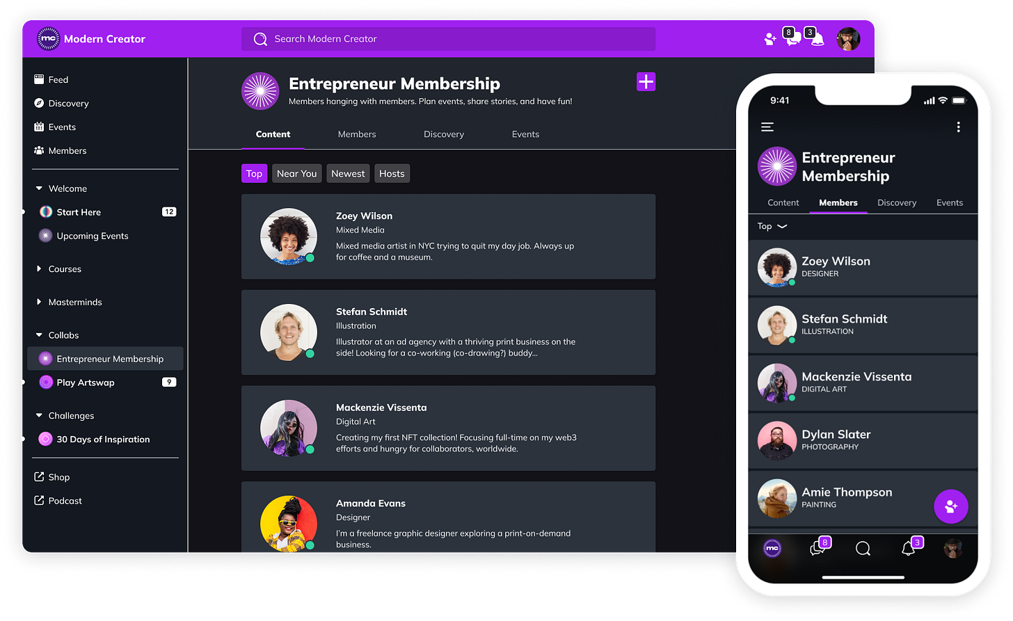 Mighty Networks - Graphics - Members Paired Dark