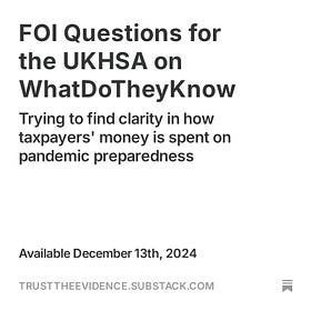 FOI Questions for the UKHSA on WhatDoTheyKnow