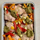 Pesto chicken & veggie sheet pan