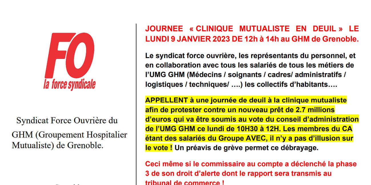 [ Groupe Avec ] Encore 2,7 millions ponctionnés à la trésorerie du Groupe hospitalier mutualiste