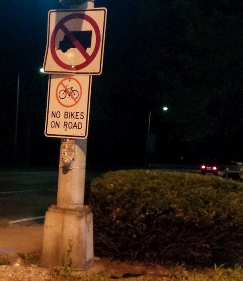 no bikes on road no bikes on road