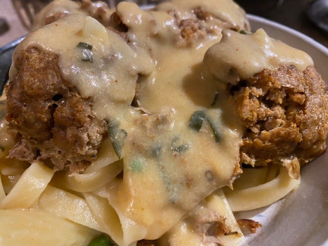 Swedish meatballs over pasta