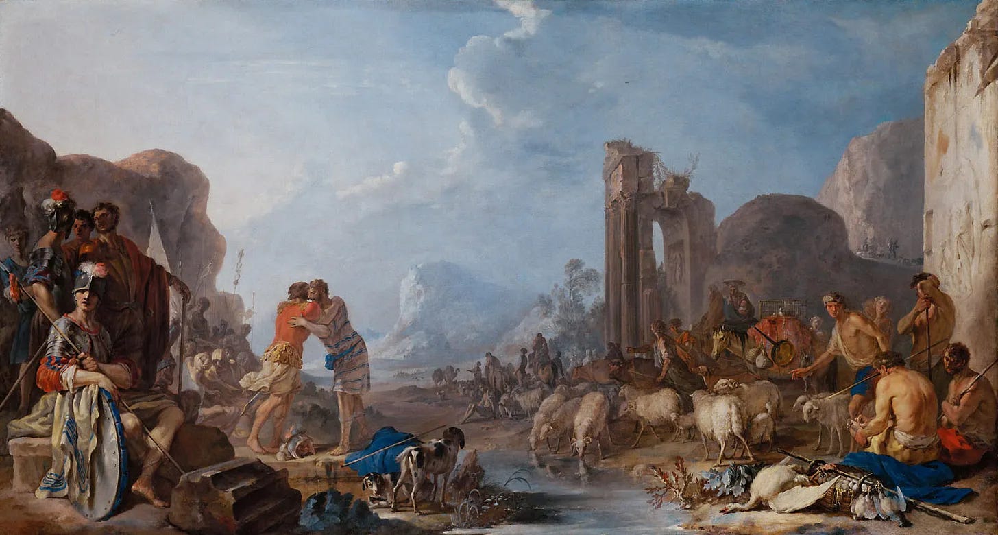 Johann Heinrich Schönfeld — The reconciliation of Jacob and Esau (1642)