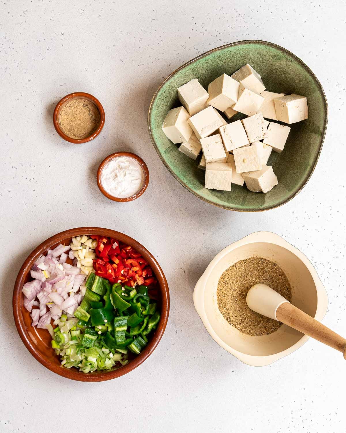 Ingredients for salt and pepper tofu